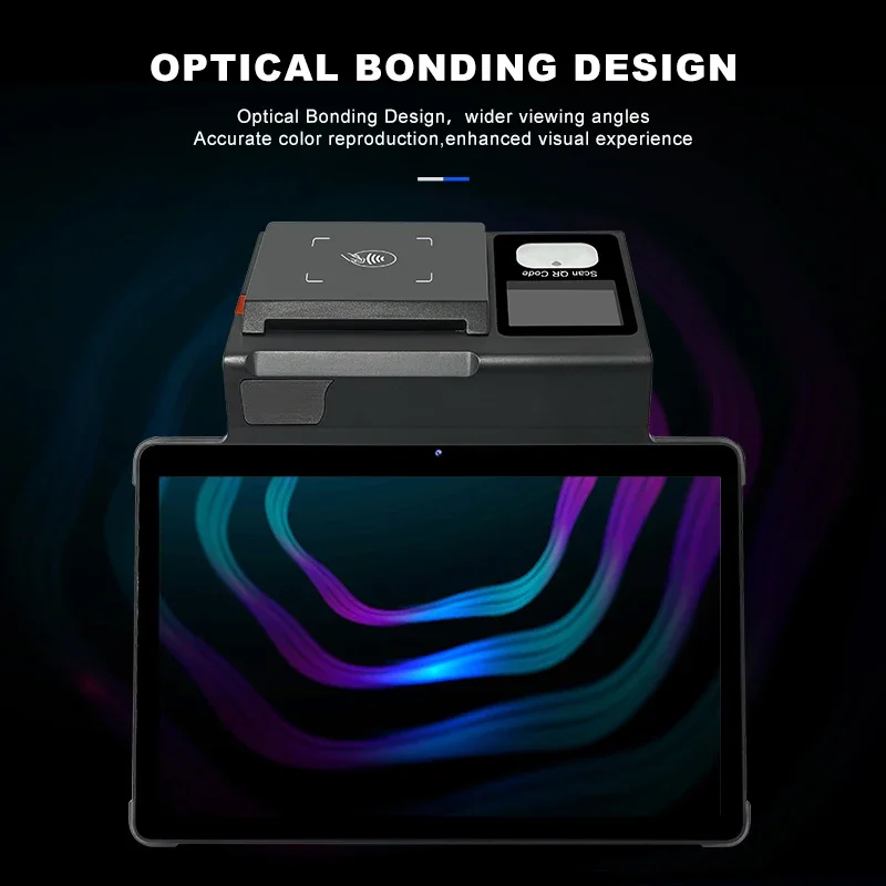 デスクトップ 11 インチ Android 12/13 POS ターミナル、80mm サーマルプリンター、3G+16G/4G+64G Loyverse 大画面 POS、2D スキャナー 4G WIFI BT
