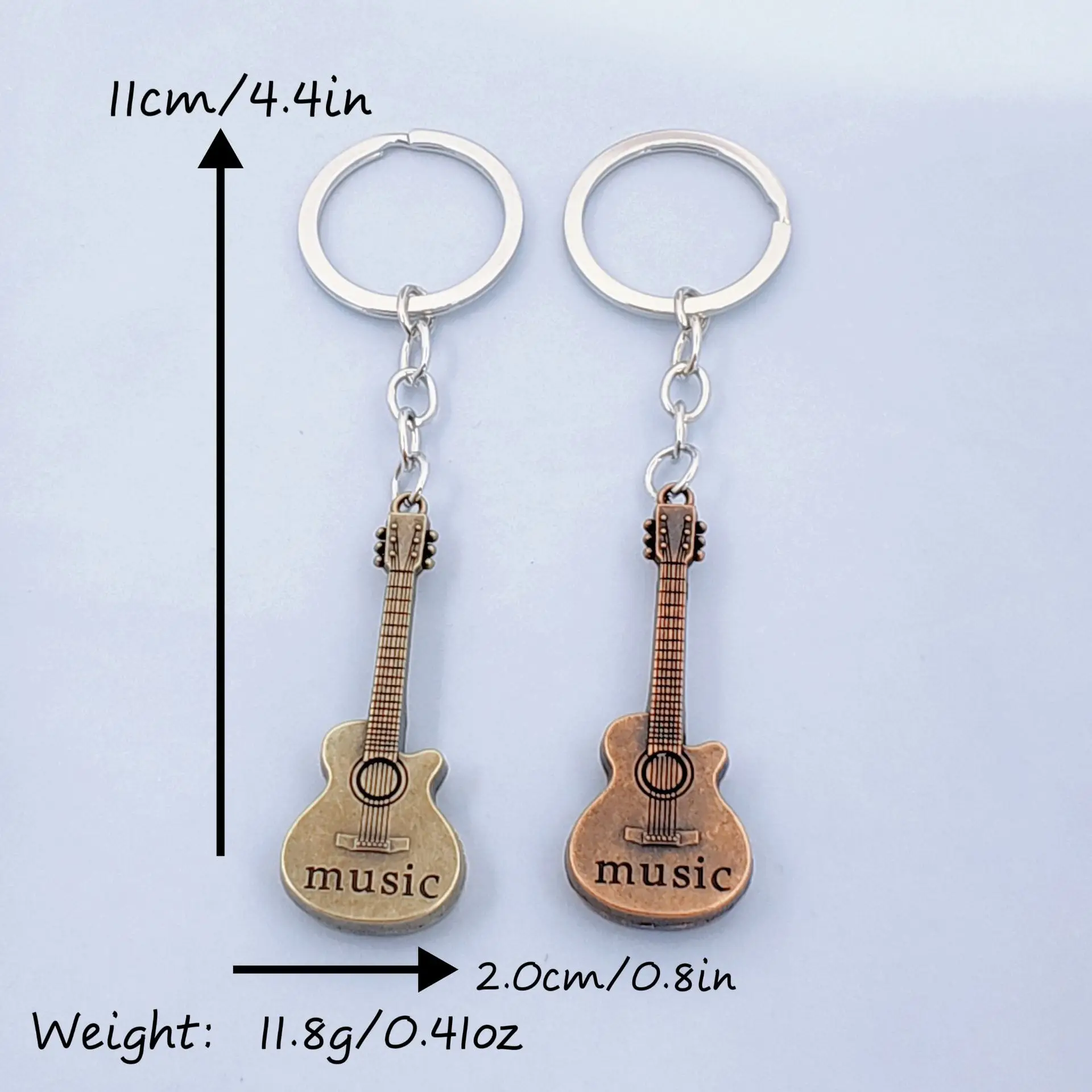 New Fashion Retro Music Guitar Creative Keychain For Men's Women's Metal Bag Car Key Chain Pendant Cross-Border Jewelry K5307