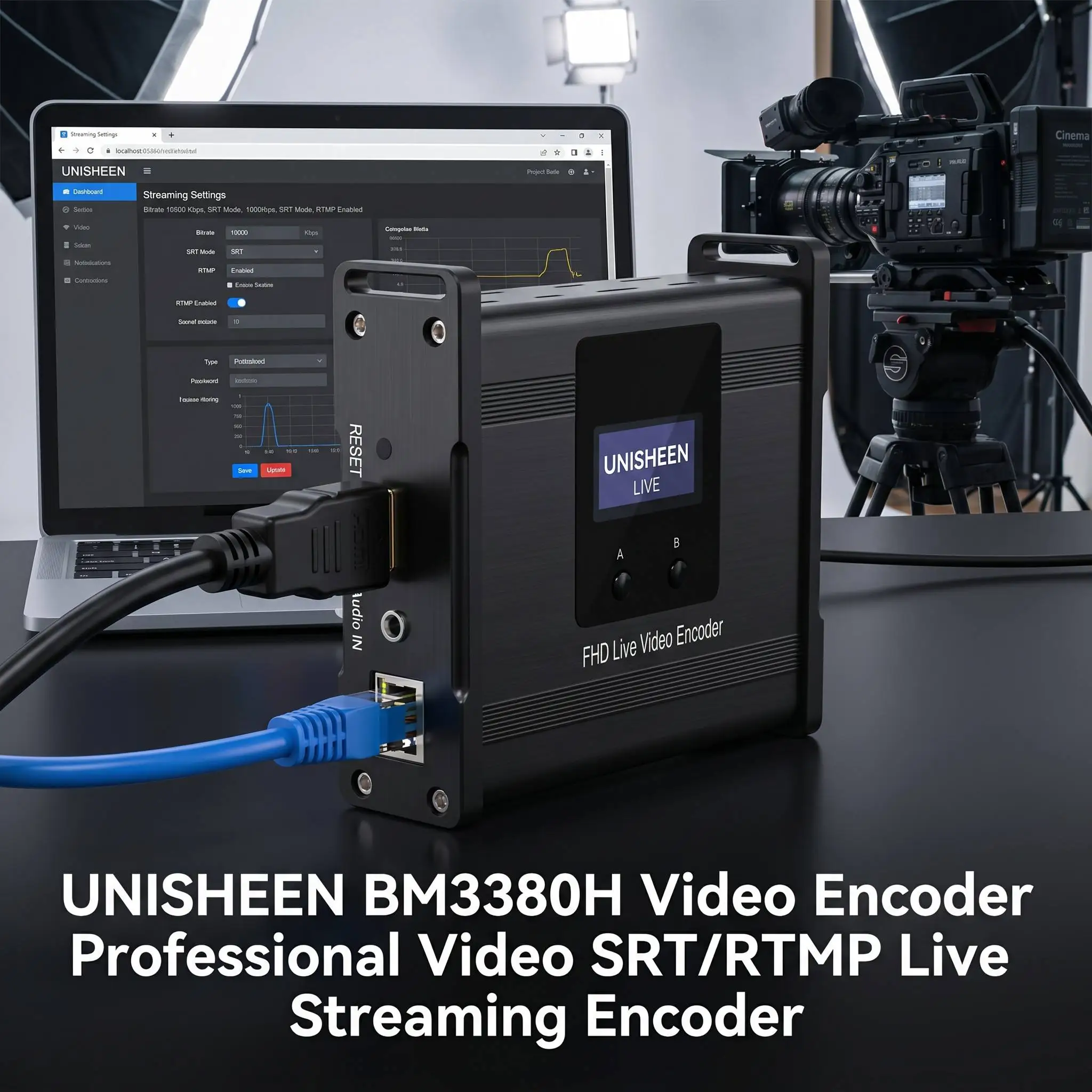 

Unisheen BM3380H Transmitter Live Broadcast Stream Iptv RTMP RTSP SRT UDP H265 H264 HDMI to IP Video Encoder Onvif