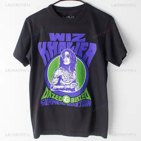 Wiz Khalifa Dazed&Blaze 2024 Tour Men's Black Short sleeved T-shirt.