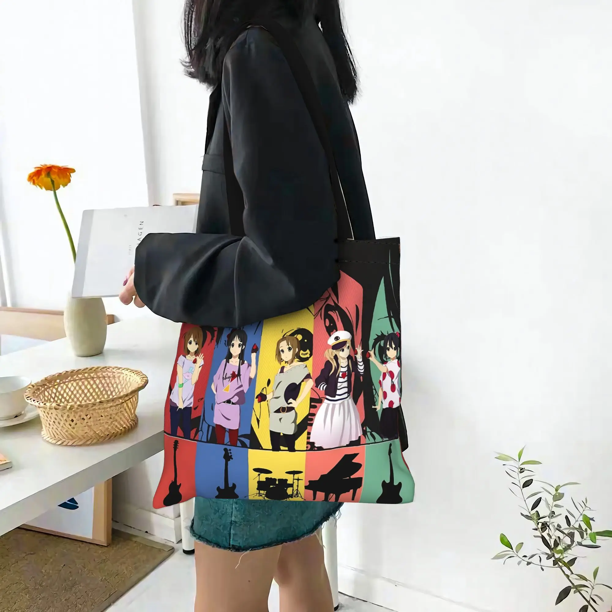 Customized Cute Cartoon Anime Girl Women's Bag Shopping Bag Reusable Double Sided Canvas Tote Bag Shoulder  Handbag Its bags