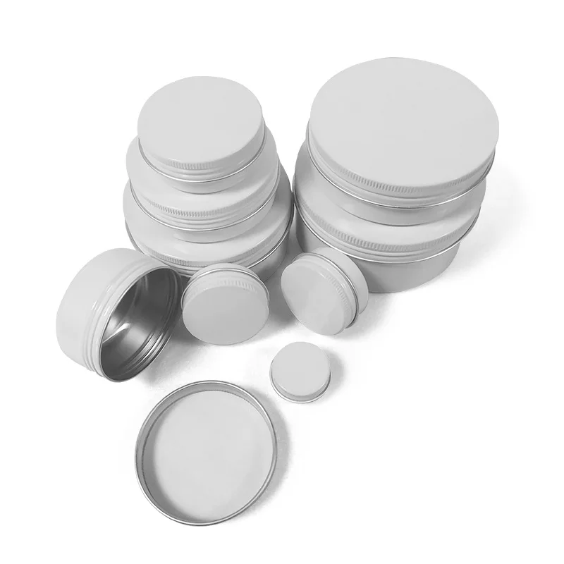 

100pcs White Aluminum Jars Empty Cosmetic Metal aluminum Tin Containers