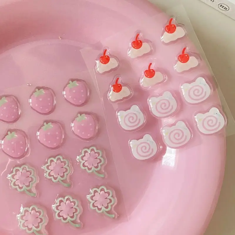 Cute Cartoon Cake Strawberry 3D Jelly Sticker Epoxy Resin Crystal Decal for Phone Case Journal Scrapbook Girlish DIY Decoration