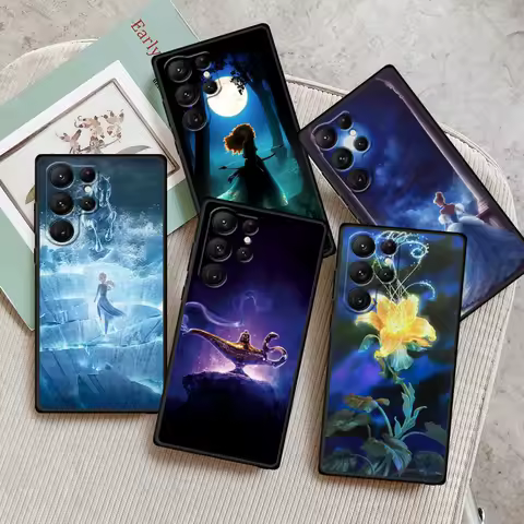 Disney Princess For Samsung Galaxy S24 S23 S22 S21 S20 FE S10 S10E Plus Ultra Pro Lite 5G Black TPU Phone Case