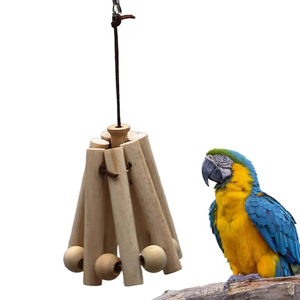 

Bird Toy Pet Bird Parrot Wooden Bird Stand Hanging Swing Cage Interactive Chew Play Toy Birds Supplies