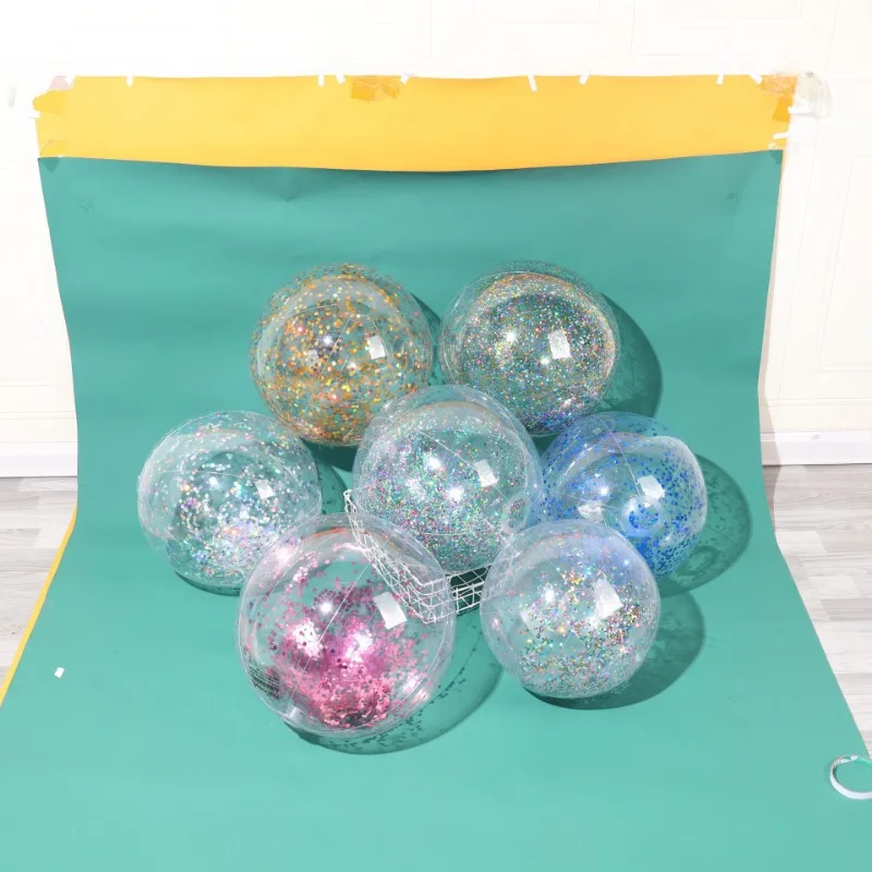 Aufblasbare Glitzer Strand ball PVC Schwimmbad Bälle bunte Strand bälle Sommer Wasserball für Schwimmbad Strand Spielzeug