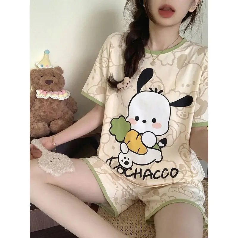Pajamas Best Selling Pochacco New Summer Cute Women's Short Sleeve Shorts Two-Piece Gift Home Clothes Set Comfortable Cartoon