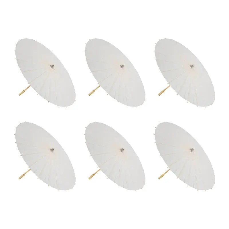 

Budget-Friendly 6PCS Paper Parasol 60Cm Beach Umbrella White DIY Umbrella Photography Props For Baby Shower Party Wedding