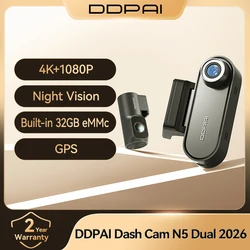 DDPAI N5 Dual 4K HDR Dash Cam Front Rear AI NightVIS Camera WiFi 6 GPS ADAS Voice Control 24H Parking Mode 32G eMMC Car DVR