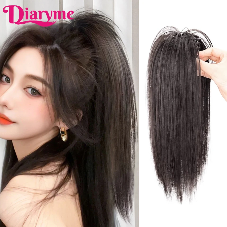 Claw Ponytail Wig Female Synthetic Long Hair Waterfall Half Tied High ponytail Claw Clip Ponytail Wig For Girls Natural Fake Hai