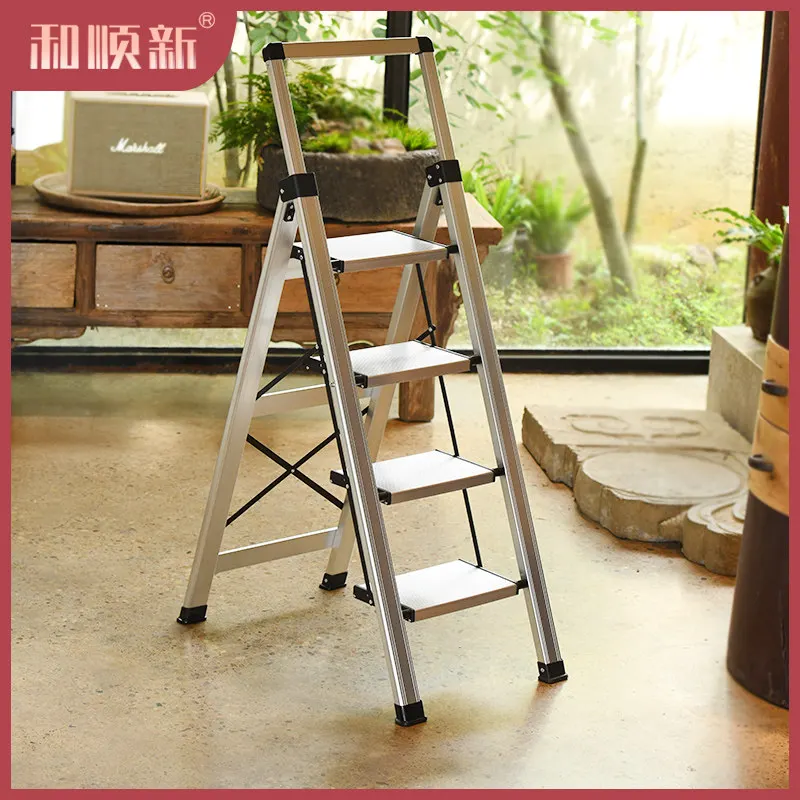 Household folding telescopic herringbone ladder Thickened indoor multi-functional five-step ladder