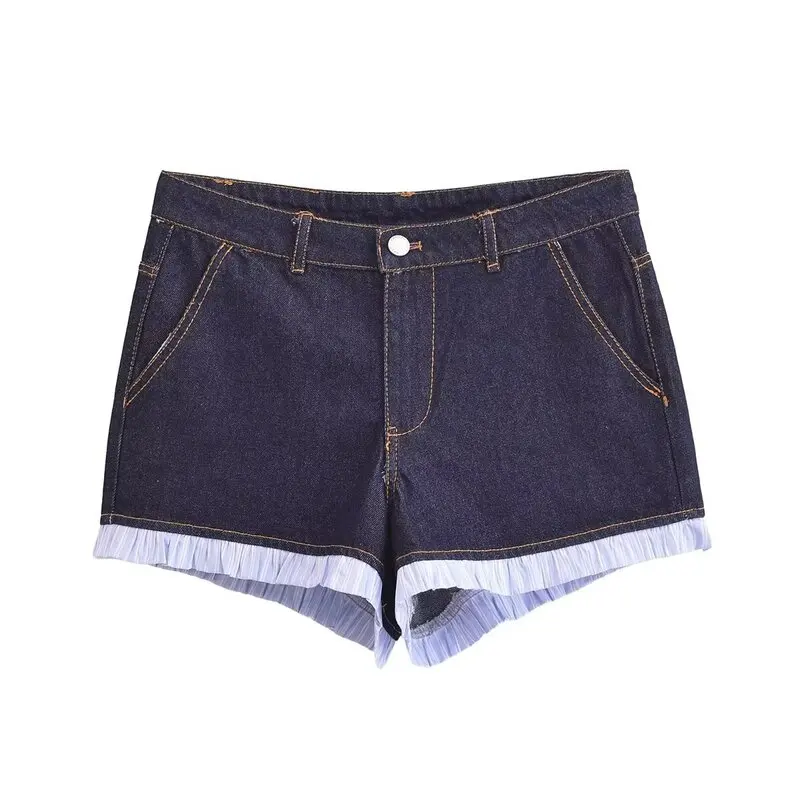 Summer 2025 Women's Casual High Waist Wide Leg Jeans orts Waed Splicing Versatile Denim orts Faion Design Sensation