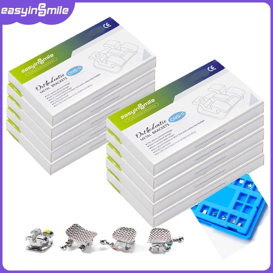 10Pk/5Pk/1Pk Option Orthdoontic brackets Dental odontología‌ mini braces ROTH/MBT 345 Slot. 022 mesh Base Easyinsmile