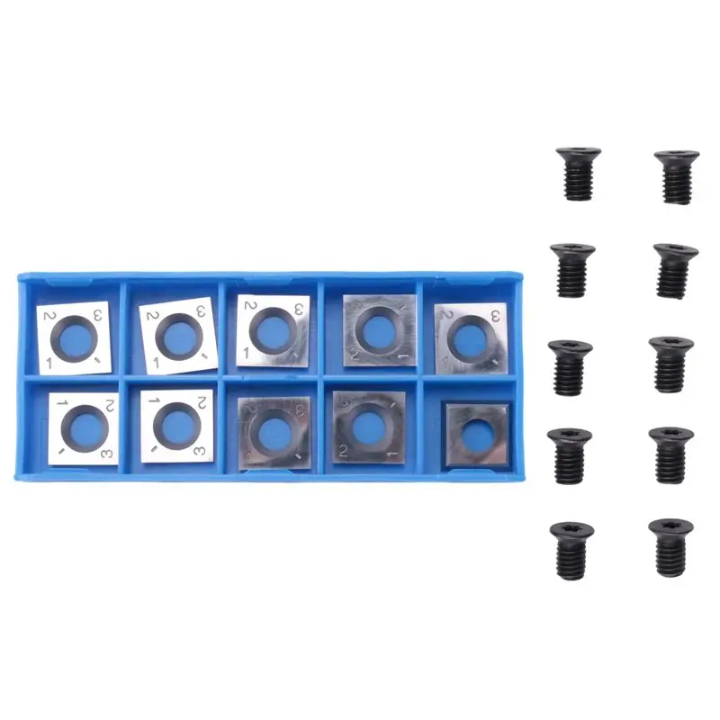 SYW-10Pcs 14Mm Square Straight Carbide Cutter Insert With 10Pcs M610mm Screws For Wood Working Spiral/Helical Planer Cutter Head