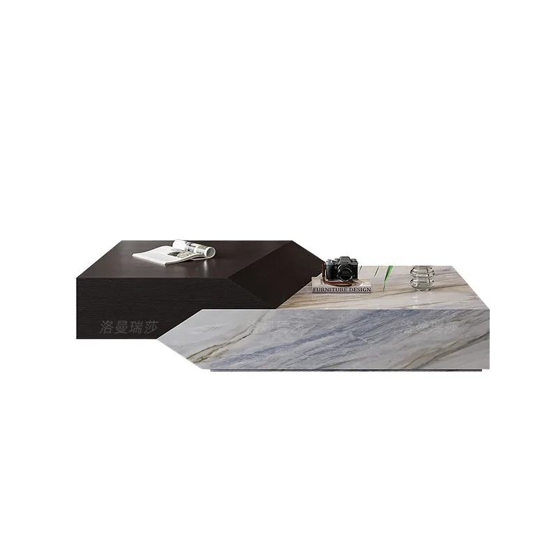 tgNordic Italian Minimalist Modern Draw Cabinet Marble Desktop High and Low Coffee Table Decorative Multifunction%