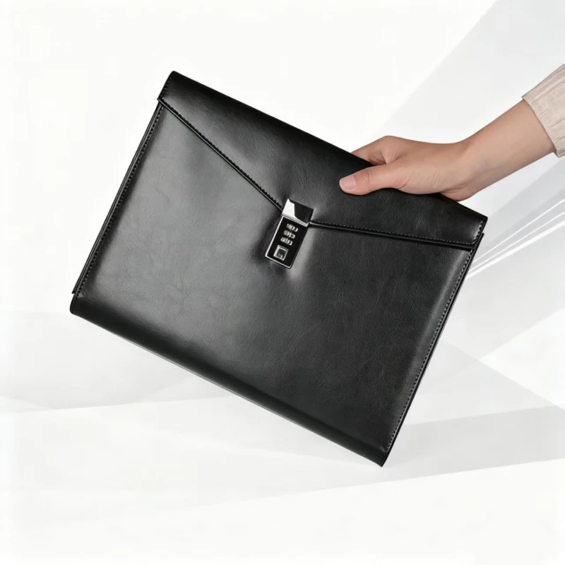 

2026 A4 Combination Lock Portfolio - Vegan Leather Document Case with Secure Storage & Professional Design