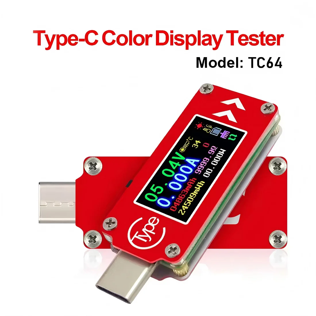 RD TC64 Type-C Color LCD USB Voltmeter Ammeter Voltage Current Meter Multimeter Battery PD Charge Power Bank USB Tester