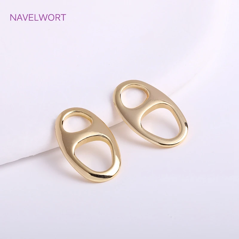 

14K Gold Plated Pig Nose Connector For Jewelry Making,Brass Metal Oval Connector For Bracelet Necklace Making Accessories