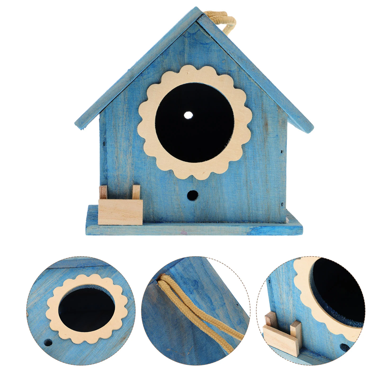 

Wooden Bird House Nest Birds Cage of for Garden Hideaway Hut Hanging Feeder with Decor Birdhouse Coat Hanger