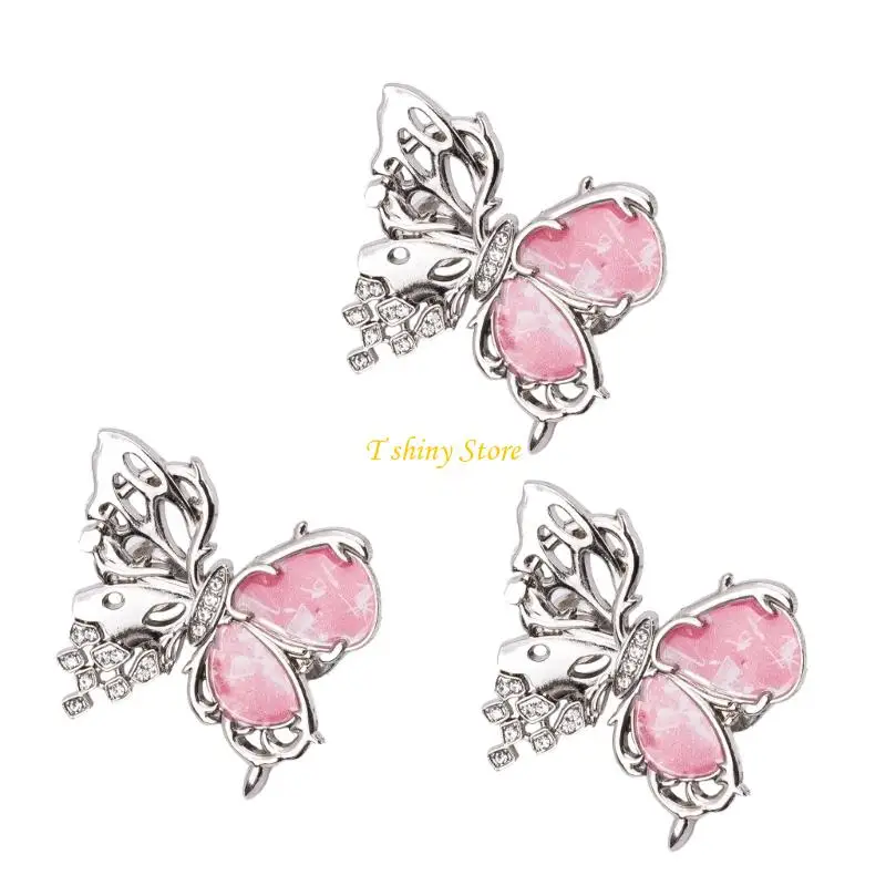 N58F حزمة من 3 دبوس تعديل الخصر على شكل فراشة مجوفة دبوس جينز لشد الخصر للنساء أداة ضبط الخصر غير الخياطة