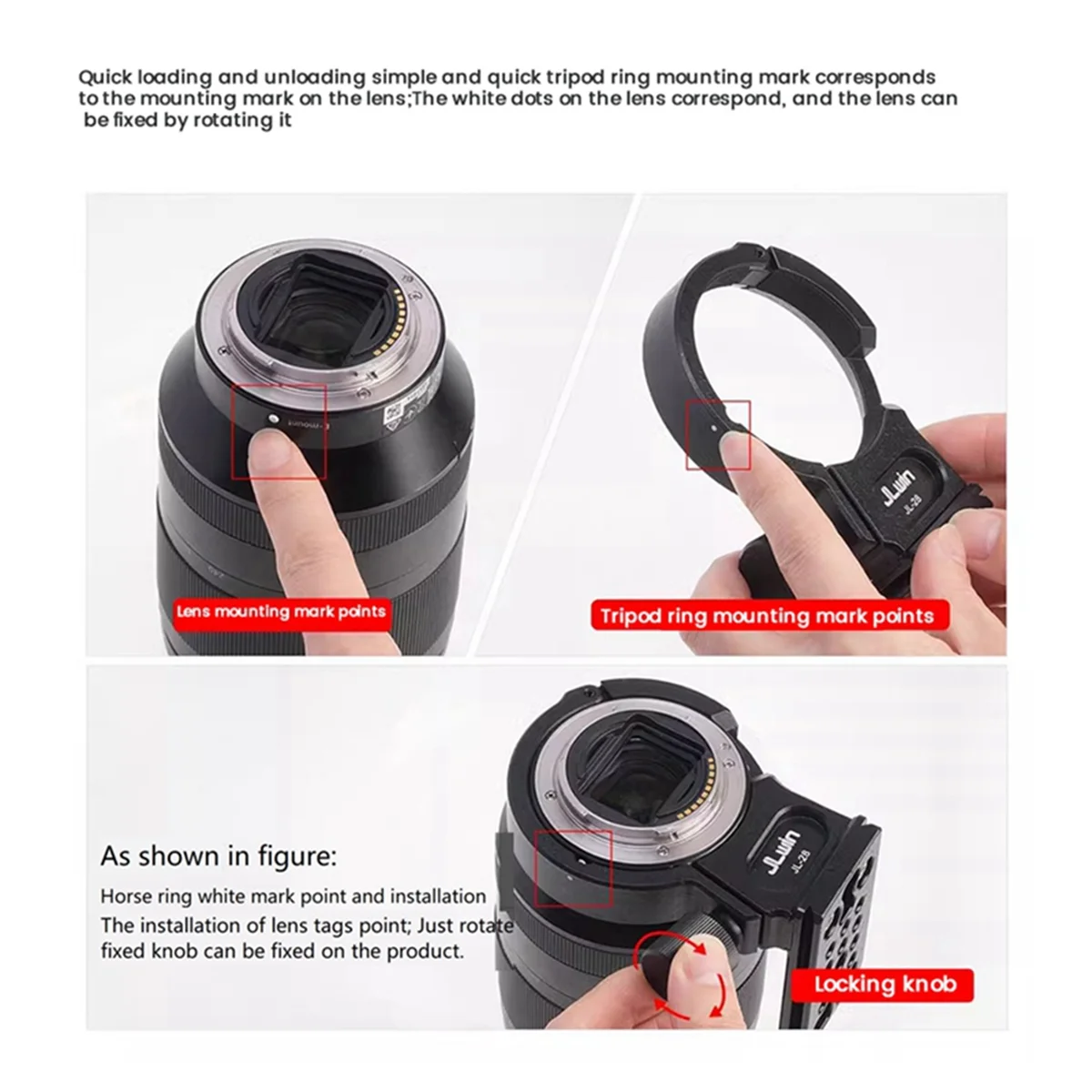 【ラストチャンス！】JLwin レンズ三脚リング Sony FE24-105/85mm/24mm FE135mm マウント用 Tengen Sigma ポータブル三脚リング