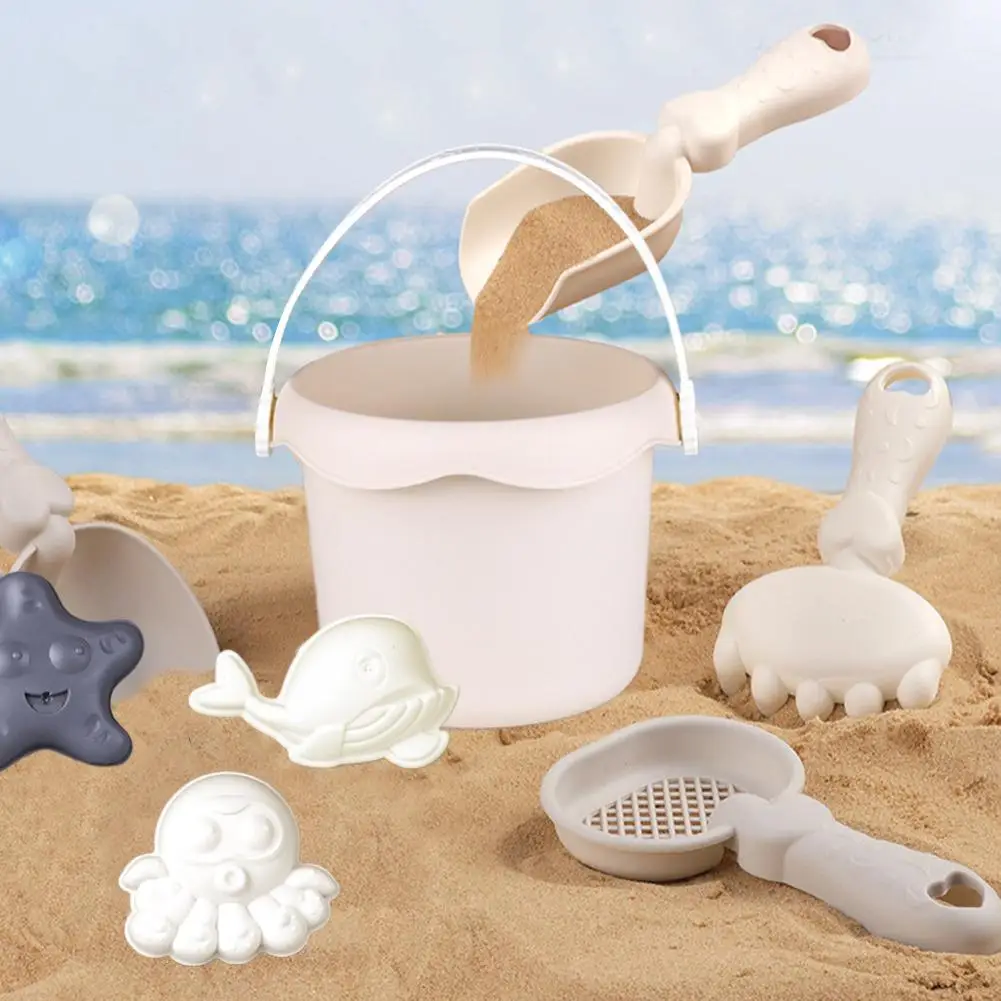 เด็กของเล่นชายหาดชุดพลั่วถังคราดกลางแจ้ง Sandcastle อาคารฤดูร้อนชายหาดเล่นเครื่องมือขุดทราย