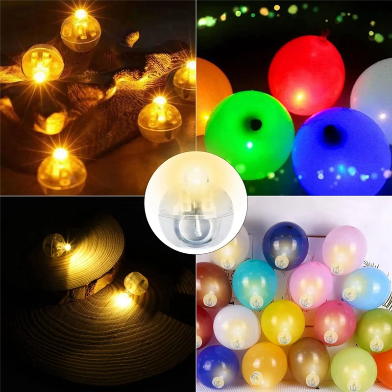 ABRO-LED Balloon Lights Plastic LED Balloon Lights Mini LED Light Warm White, For Paper Lantern, Balloon Light, Birthday Party