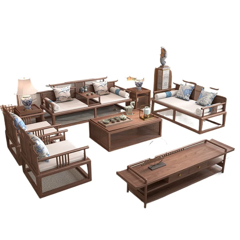 

New Chinese all-solid wood sofa combination