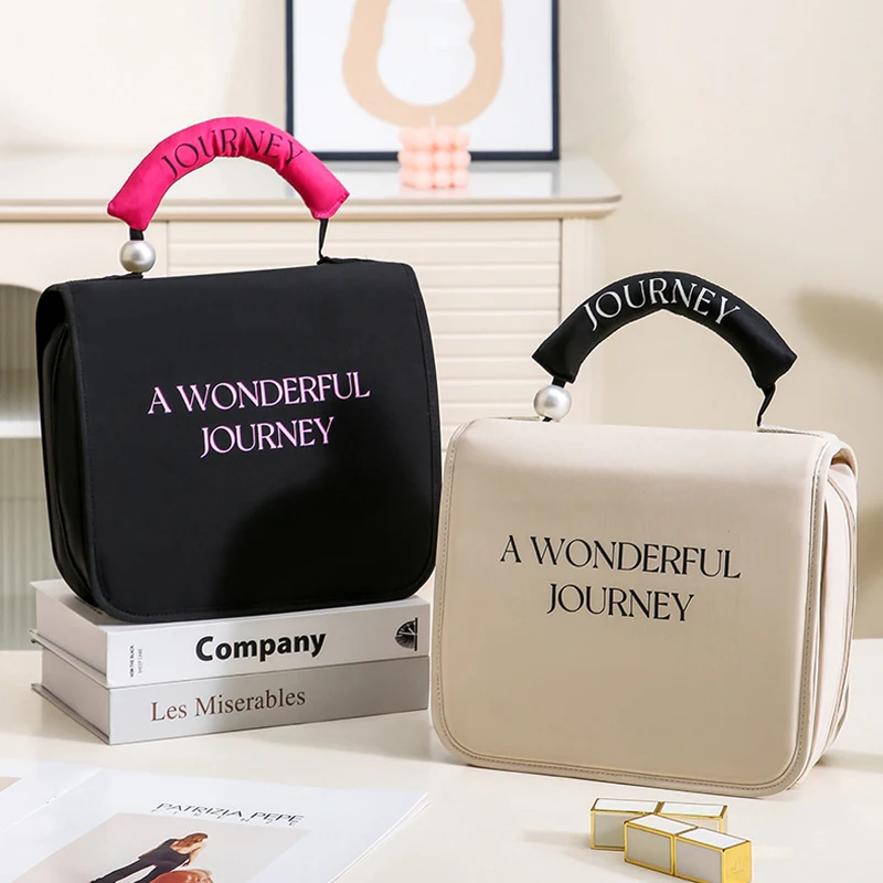 

Luxury Makeup Travel Bag - Large Capacity Cosmetic Organizer with Double Layer, TSA Approved Waterproof Toiletry Pouch for Women