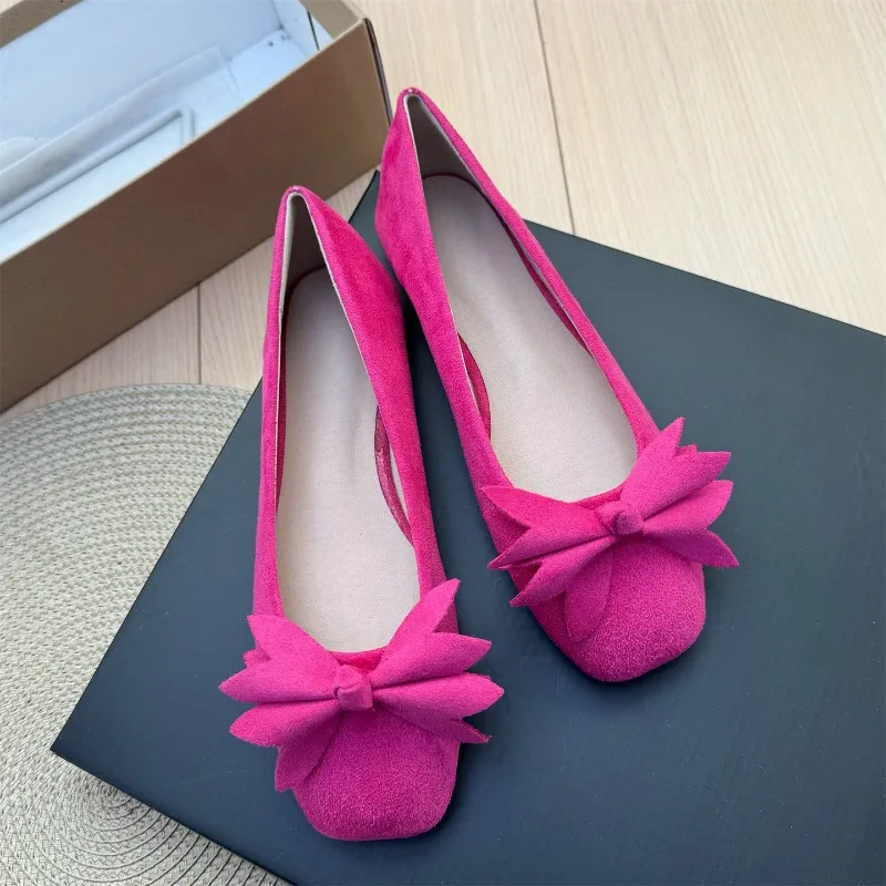 

Новые весенние туфли 2026 года с цветочным принтом и бантом, женские слипоны на мягкой подошве, с квадратным носком, повседневные комфортные лоферы, туфли Мэри Джейн, большие размеры 43, 44