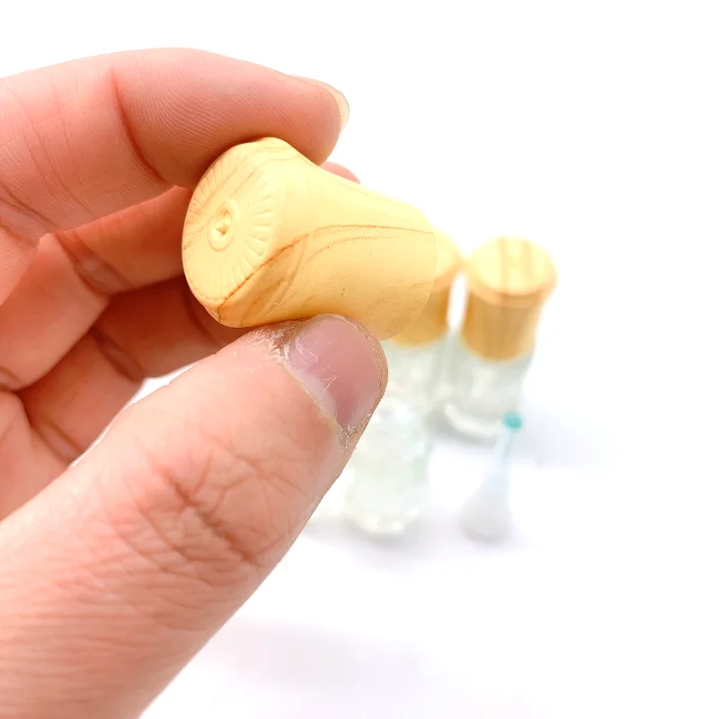 20pcs Arabian Oud Oil Tester Bottles for Essence Perfume with dropper Stick Stainless Steel Roller Ball Fake Wooden Cap P337