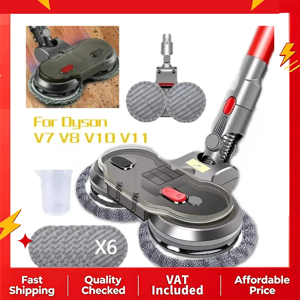 Image of Elektrischer Wischaufsatz für Dyson V7 V8 V10 V11 V15, 2-in-1 Staubsauger & Bodenpolierer mit Doppelrotationsmotoren, Waschbaren Pads & Wassertank für Holz, Marmor, Fliesen