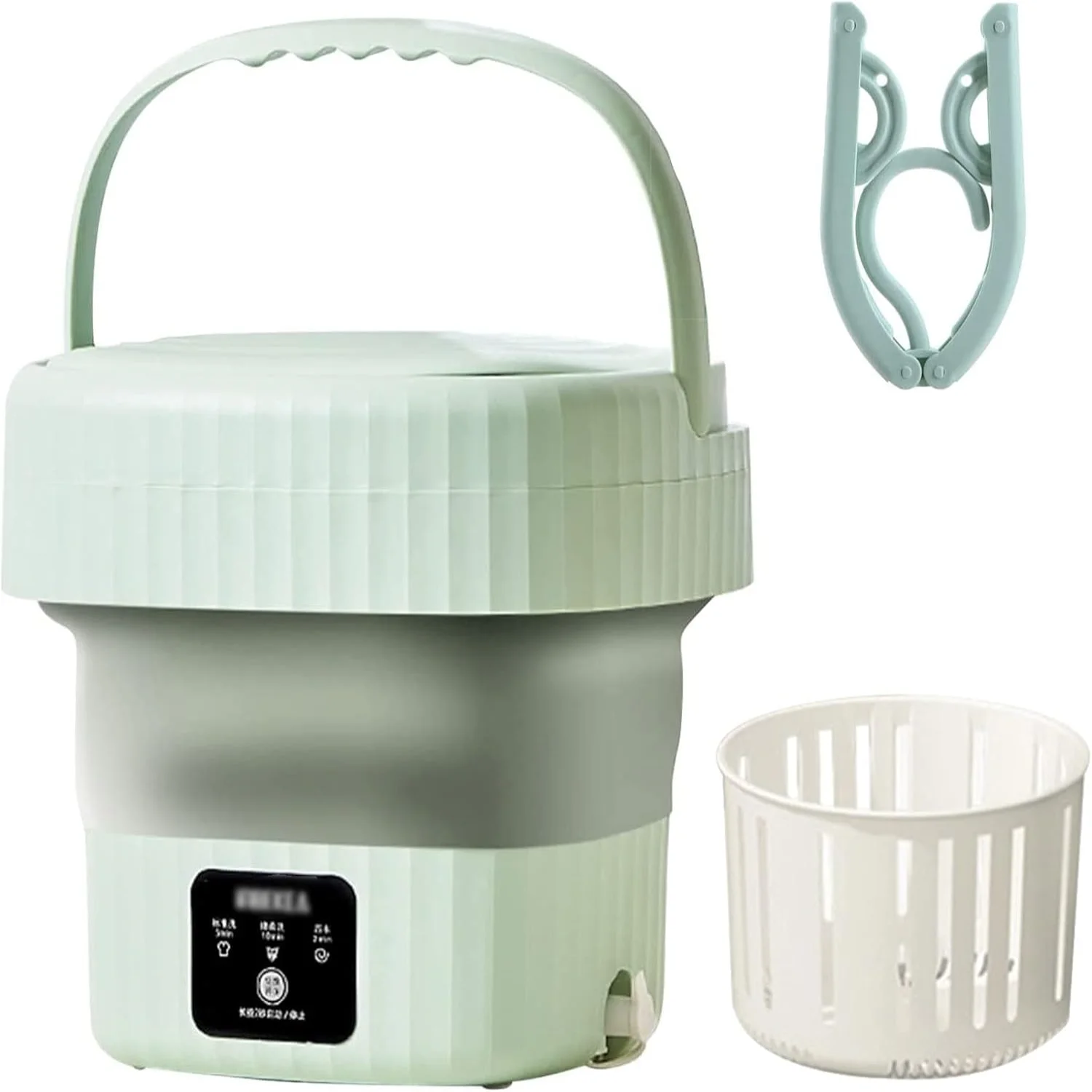 Portable Washing Machine with Clothes Hanger,  Foldable Washer and Spin Dryer Small Foldable Bucket Washer, Suitable for Apartme