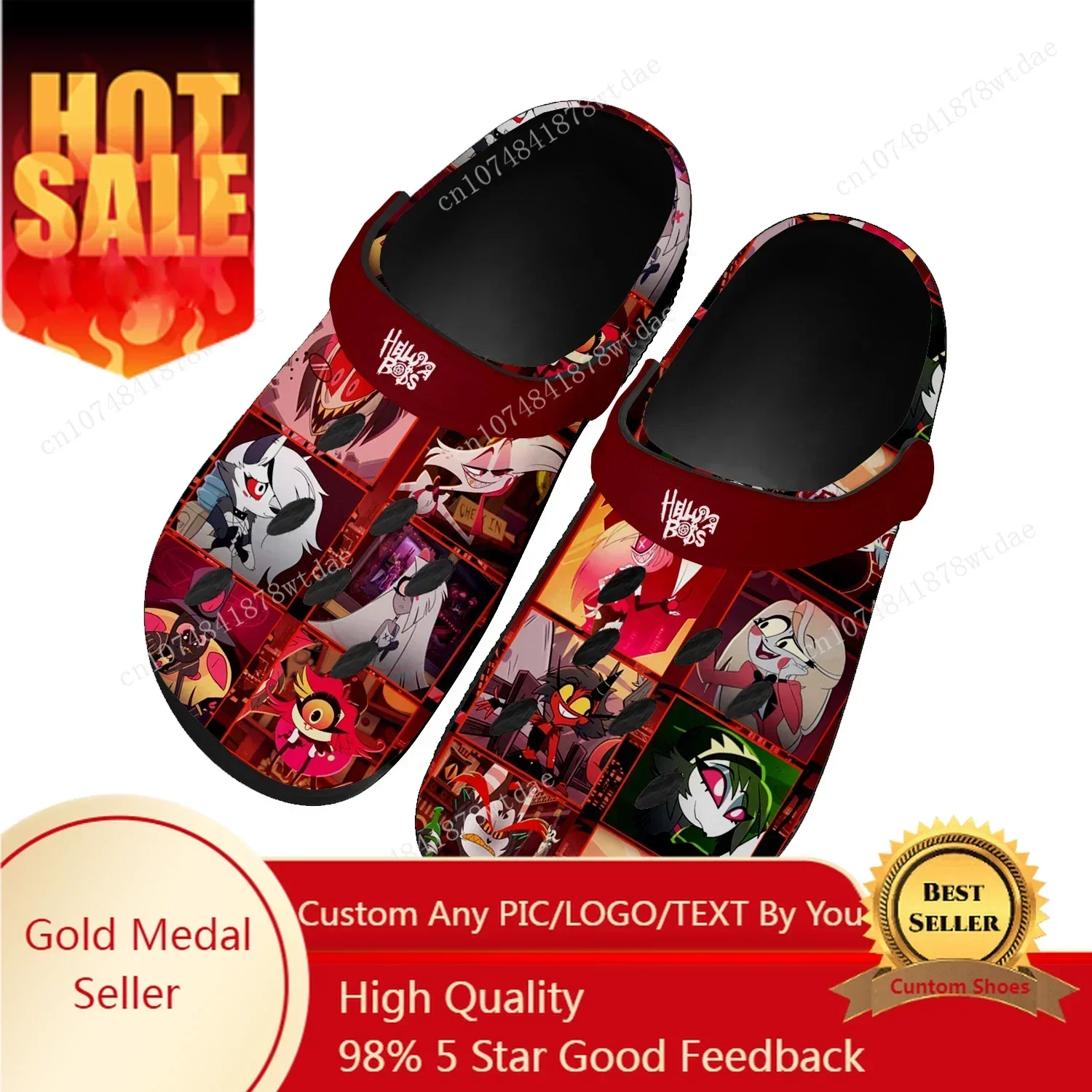 

Boss Anime Cartoon Manga Comic Helluva Home Clogs Mens Womens Teenager Custom Made Water Shoe Garden Beach Hole Slippers Sandals