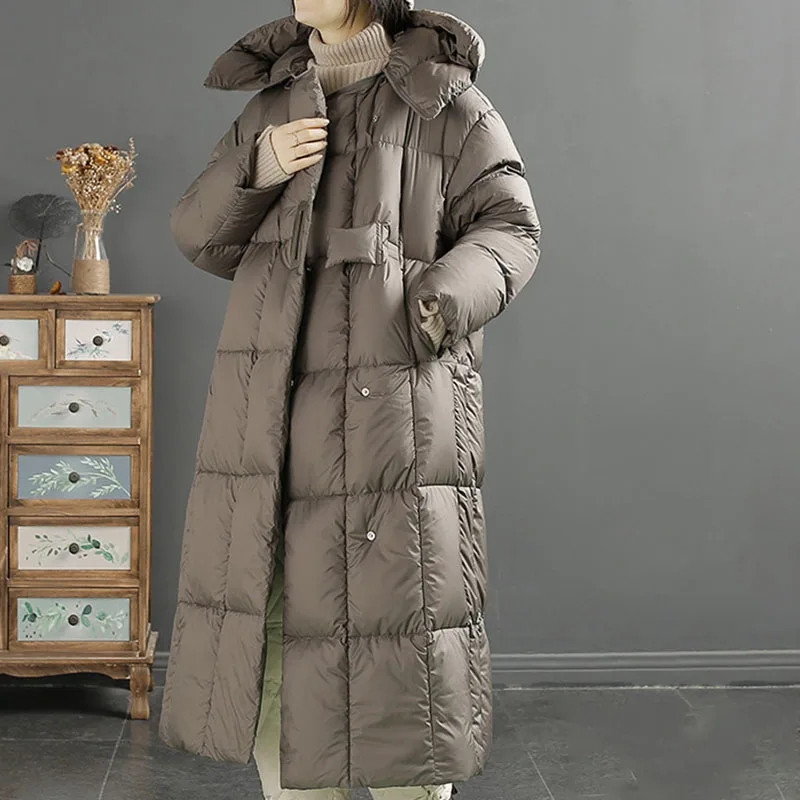 2025 New Fashion High Quality Warm Hooded Winter White Duck Down Women Down Jacket Literary Artistic Revival Women's Down Jacket - Image 3