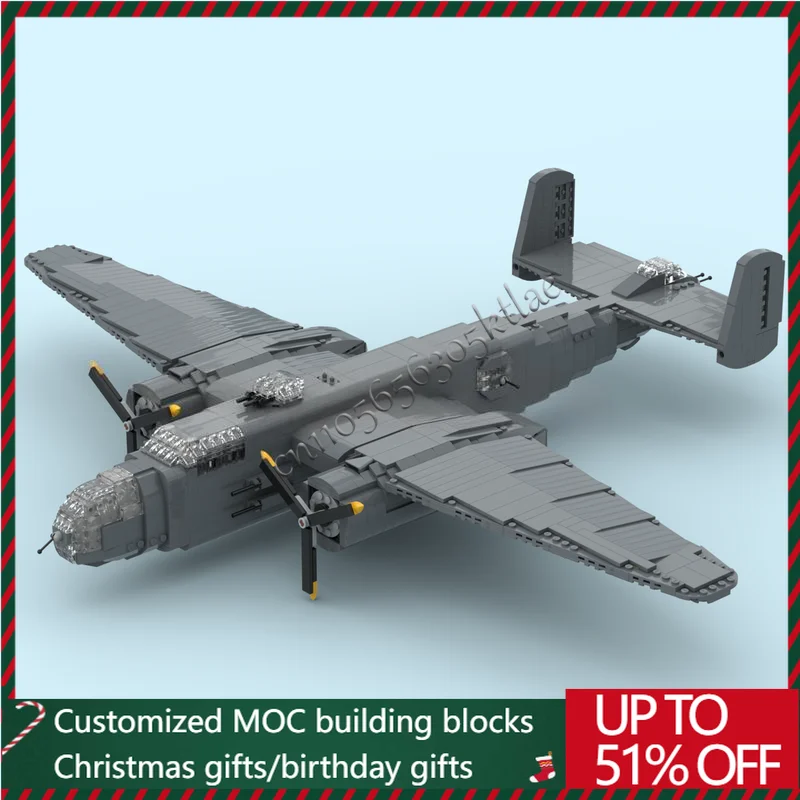 

2206 PCS Famous Battle Series Moc Medium Bomber Building Bricks Sets Assembly Blocks Toys Popular Christmas Gifts For Children