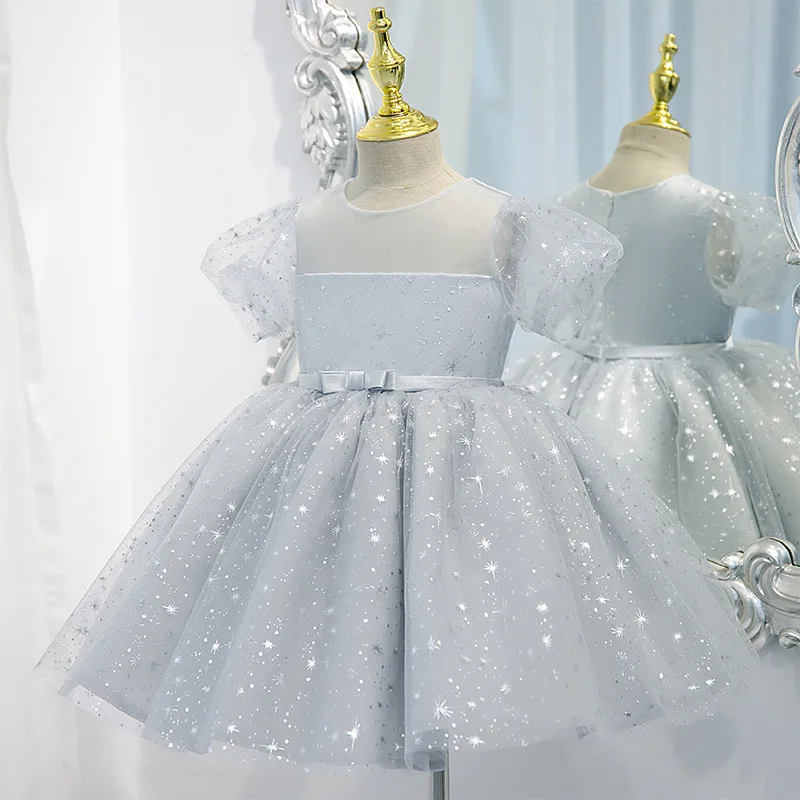 

Sequin Baby Girls Princess Dresses Short Sleeve Infant 1st Birthday Dresses Newborn Baptism Gown Flower Girl Wedding Costume