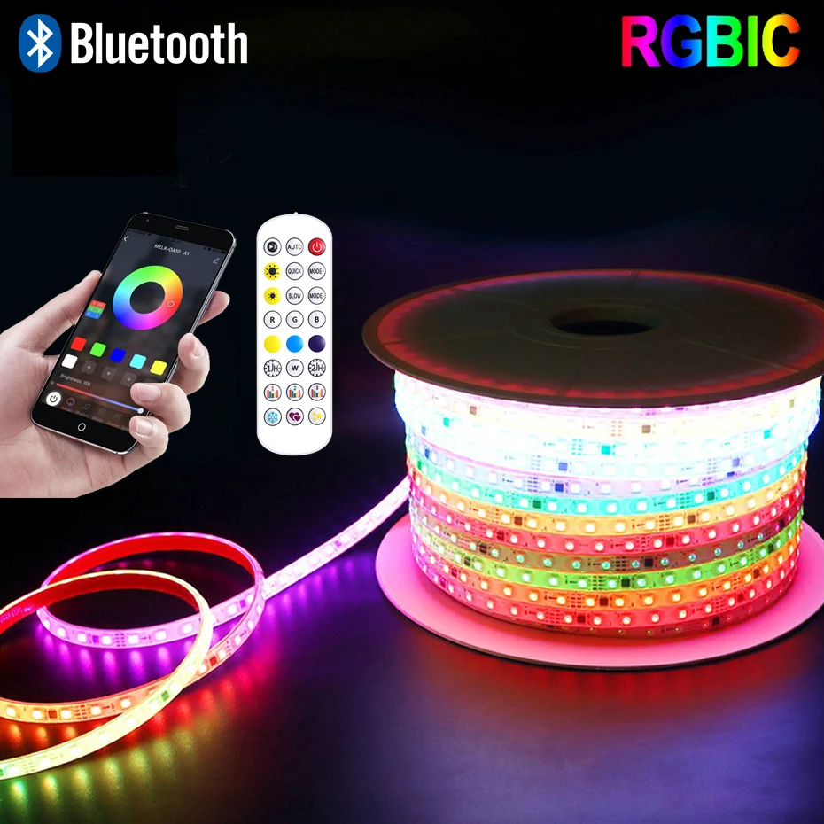 

Светодиодная лента Dreamcolor RGBIC, 220В/110В, с управлением по Bluetooth, умная RGB-лампа для домашнего освещения и декора