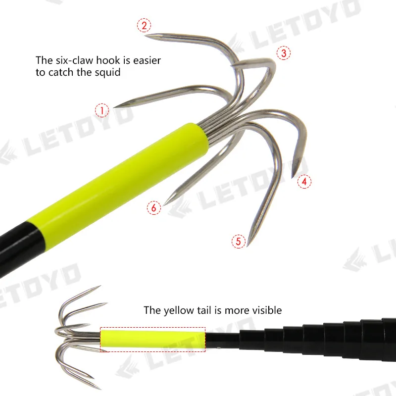 الحبار Gaff الحبار السنانير الصيد Gaff ستة السنانير الحبار أدوات الصيد Webfoot الأخطبوط الصيد الحبار تهزهز