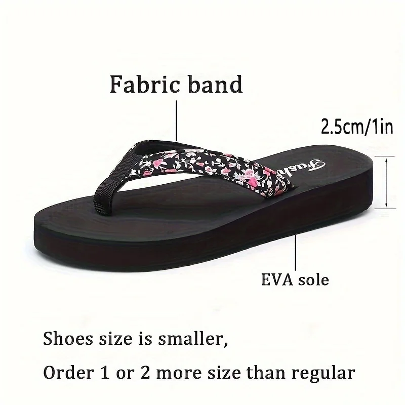 1pc Women's Flower Pattern Fashion Flip Flops Non-slip Lightweight Beach Platform Slippers Women's Footwear Breathable Open Toe image 6