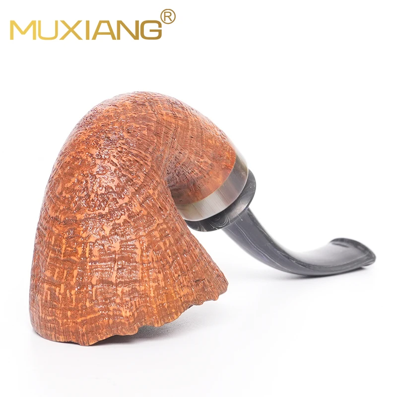 MUXIANG Tulip Series Pipe Hand-carved Tobacco Pipe Briarwood Bowl Flower Pipe Vulcanized Rubber Pipe Mouth