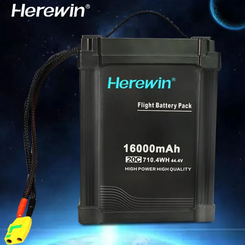 Herewin 44.4V 12S 16000mAh 20C Lithium Polymer Rechargeable Battery Lipo Battery for Agriculture Drone