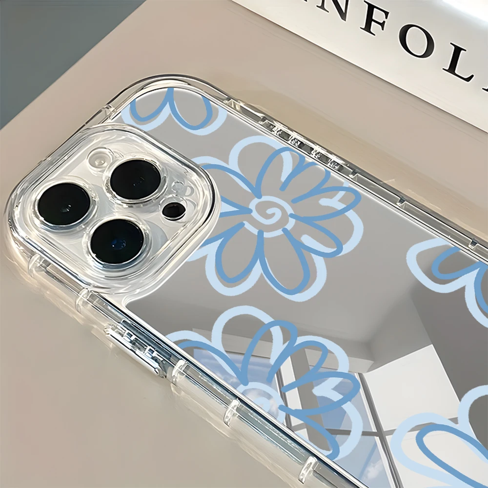 ライトブルーの花柄バックミラー付きスマホケース iPhone - Phone Cases Pinterest のレビューと価格