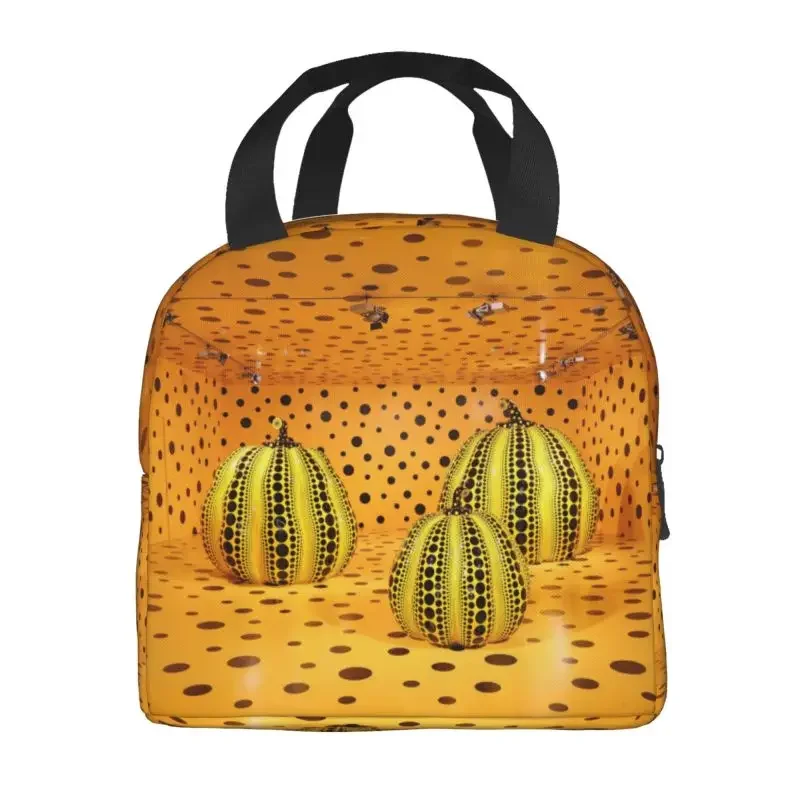 Yayoi Kusama Pumkin Abstract Art Thermal Insulated Lunch Bag Women Portable Lunch Container for School Storage Food Box