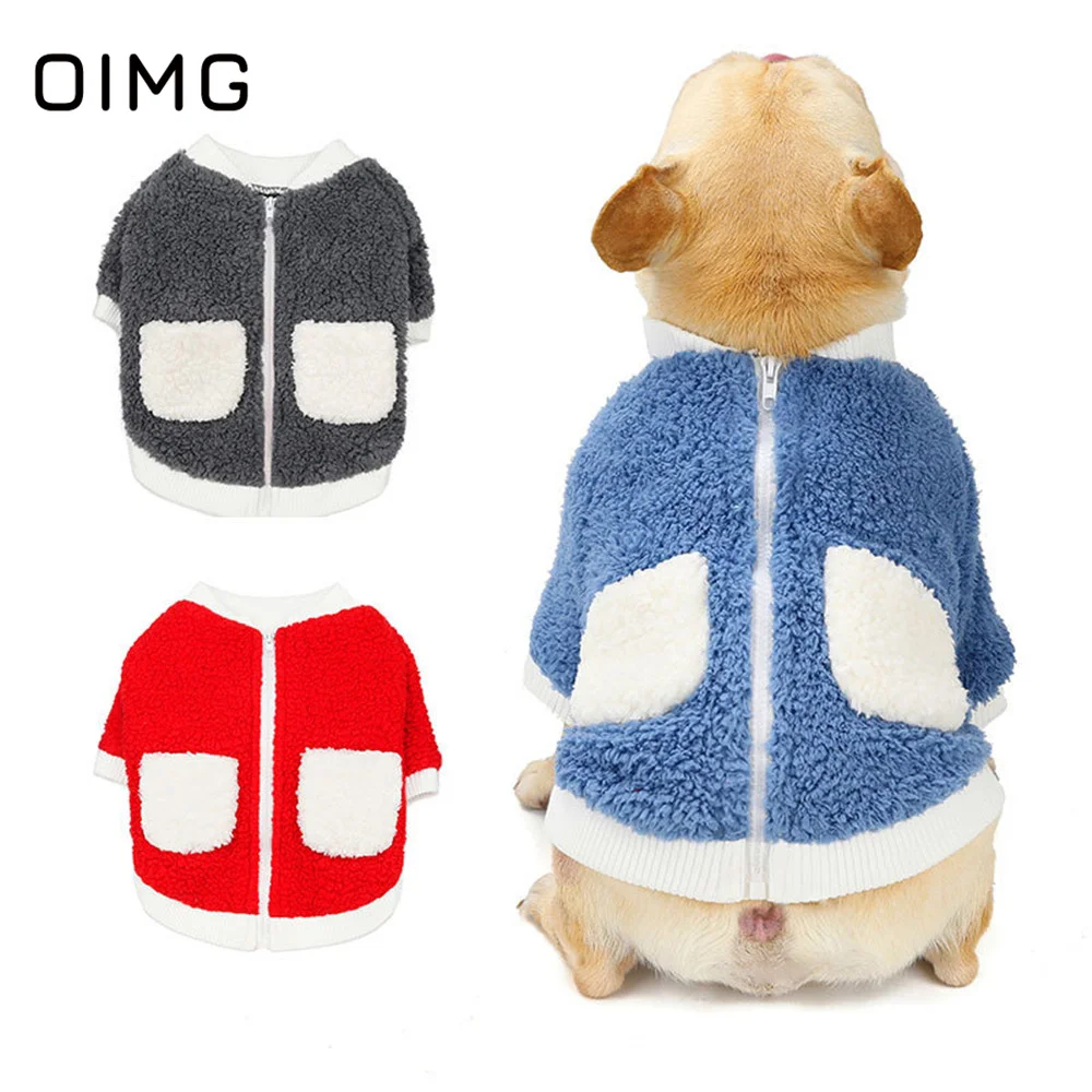 

OIMG Thicken Warm Dogs Coat Teddy French bulldog Clothes Winter Sweater For Pets Clothing Zipper Puppy Coat Outfits Cat Outwear