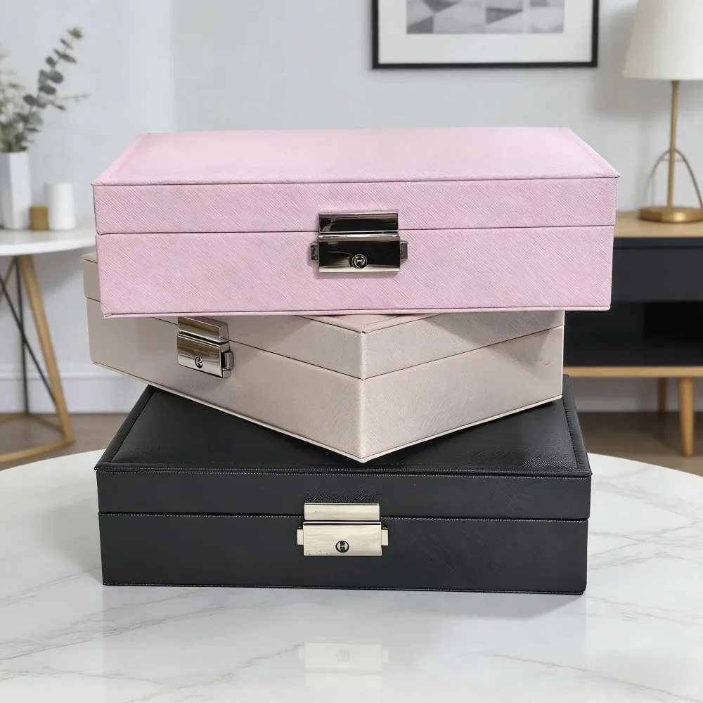 

Пылезащитная шкатулка для украшений 2026 с замком: коробка для хранения и демонстрации серег, ожерелий, колец для женщин