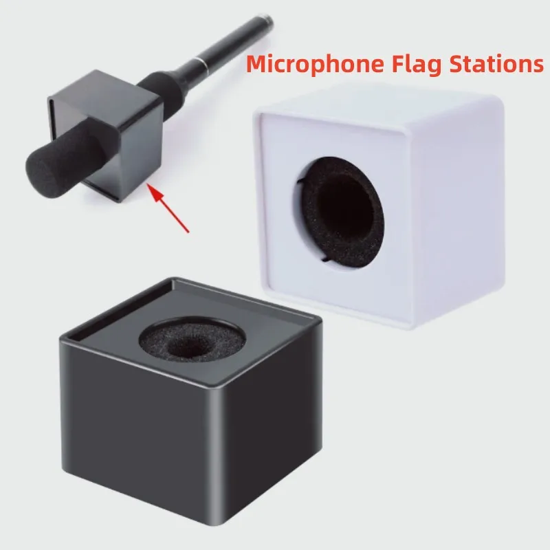 MF3 Mikrofon Flagge Station Tragbare Quadratische Würfel ABS Schaum Mikrofon Flagge Logo Studio Ausrüstung Mikrofon Zubehör für Reporter