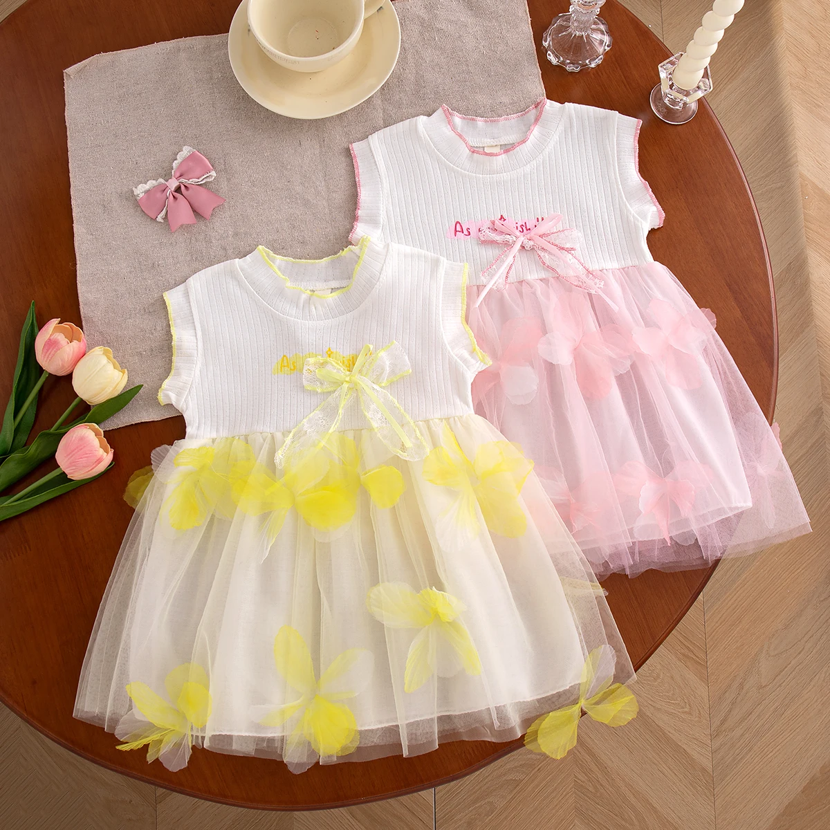 Summer New Sweet Bow Baby Girl Dress Cute Chiffon Children'S Clothing (9 Months -3 Years Old)