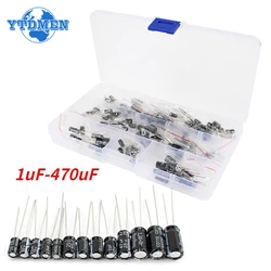 Condensador electrolítico de aluminio, Kit de condensadores electrolíticos de inmersión de 120 piezas, 12 valores, 16V, 25V, 50V, 1uF-470uF