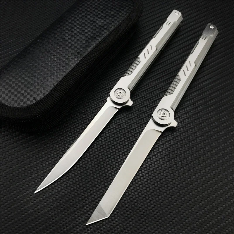 

Slim Pocket Folding Knife Plain Drop Point Edge Blade 420 Handle Back Clip with Nylon Scabbard Survival Hunting Combat Knife